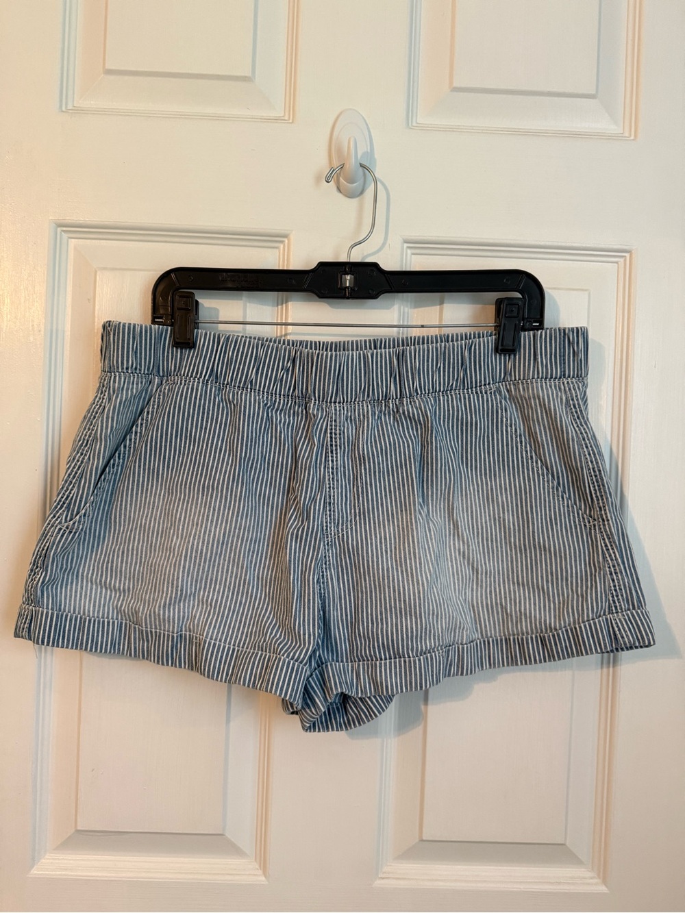 Rewash Blue and White Striped High Waist Shorts